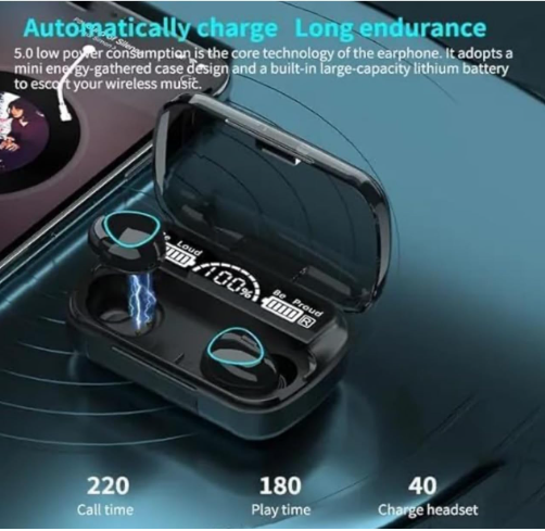 M10 Wireless Earbuds with Digital LED Display,V5.3 BT,Premium Sound,Waterproof IPX7 with Mic,220min Call Time, 180min Playtime