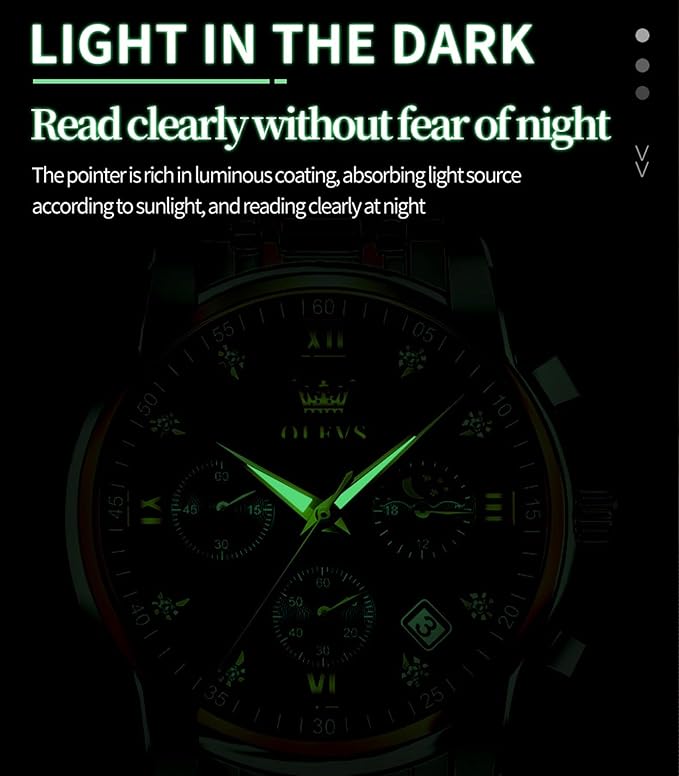 OLEVS Watch for Men Diamond Business Dress Analog Quartz Stainless Steel,Waterproof,Luxury Casual Wrist Watch