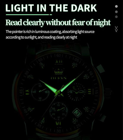 OLEVS Watch for Men Diamond Business Dress Analog Quartz Stainless Steel,Waterproof,Luxury Casual Wrist Watch