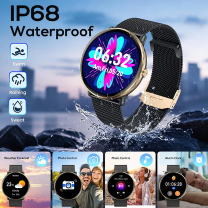 Smart Watches for Men Women Android iOS Phones Touchscreen Waterproof Waterproof Blood Pressure Heart Rate Step Sport Pedometer