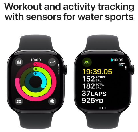 Apple Watch Series 10 [GPS + Cellular 46mm case] Smartwatch with Jet Black,Sport Band - M/L. Fitness Tracker,Water Resistant