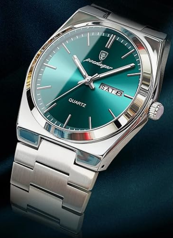 Poedagar Men's Luxury Business Watch,Stainless Steel Casual Quartz Men's Watch, Waterproof