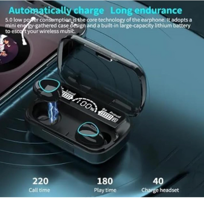 M10 Wireless Earbuds with Digital LED Display,V5.3 BT,Premium Sound,Waterproof IPX7 with Mic,220min Call Time, 180min Playtime
