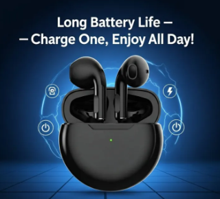 Air Pro 6 Wireless Earbuds, Bluetooth 5.3, Earphones with Smart Touch, Noise Reduction & Long Battery