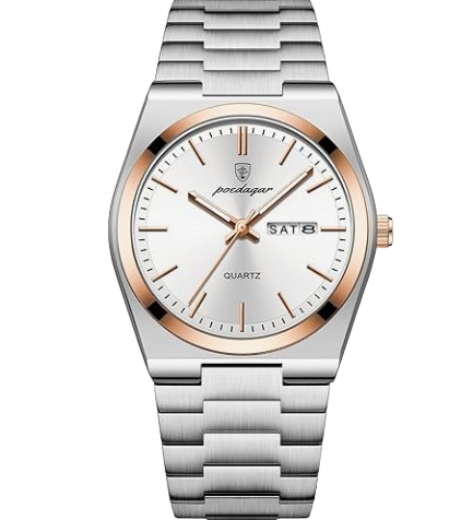 Poedagar Men's Luxury Business Watch,Stainless Steel Casual Quartz Men's Watch, Waterproof